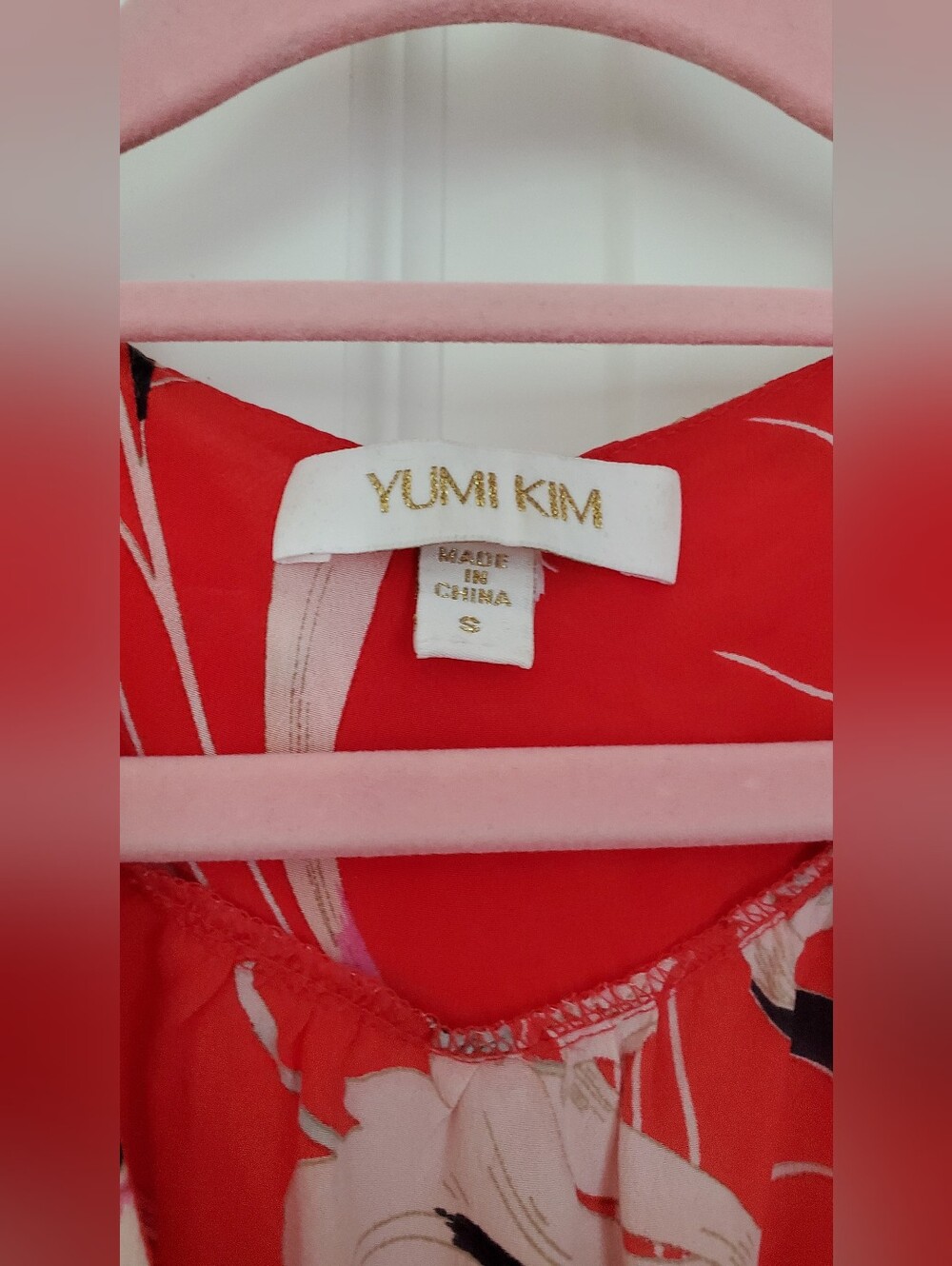 Super cute and femiine Yumi Kim Red Floral Wrap Dress with White flower print - Picture 5 of 7